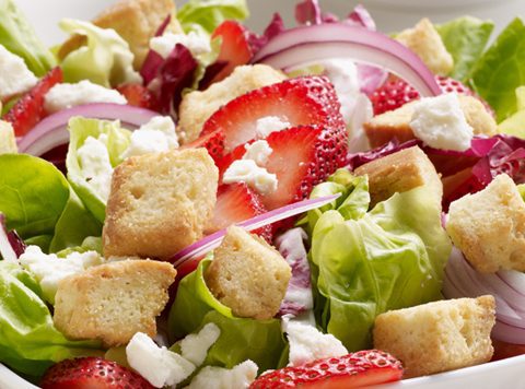 Strawberry Salad With Honey Butter Croutons