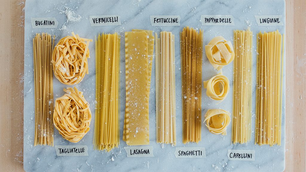 types of ribbon cut pastas with pictures